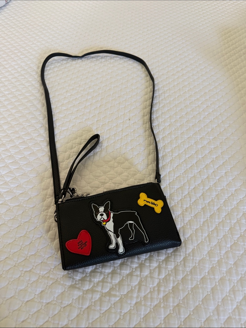 Black Dog Patch Crossbody Wallet - Pet-Themed Shoulder Bag